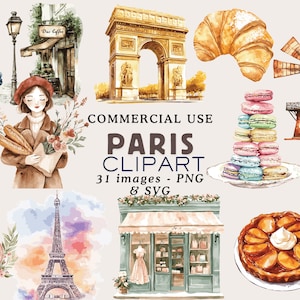 Clipart di Parigi Collezione di Parigi Clipart di viaggio Parigi PNG Grafica di Parigi Illustrazioni di Parigi Torre Eiffel PNG Estetica di Parigi Uso commerciale