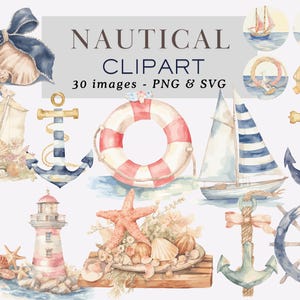 Watercolor Nautical Clipart Ocean Clipart Coquette Nautical Clipart Marine Clipart Travel Clipart Lighthouse Clipart Nautical Commercial Use