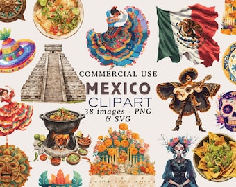 Mexico Clipart Mexican Clipart Mexican Culture Clipart Cinco de Mayo Clipart Mexican Food Clipart Travel Clipart Mexico PNG Commercial Use