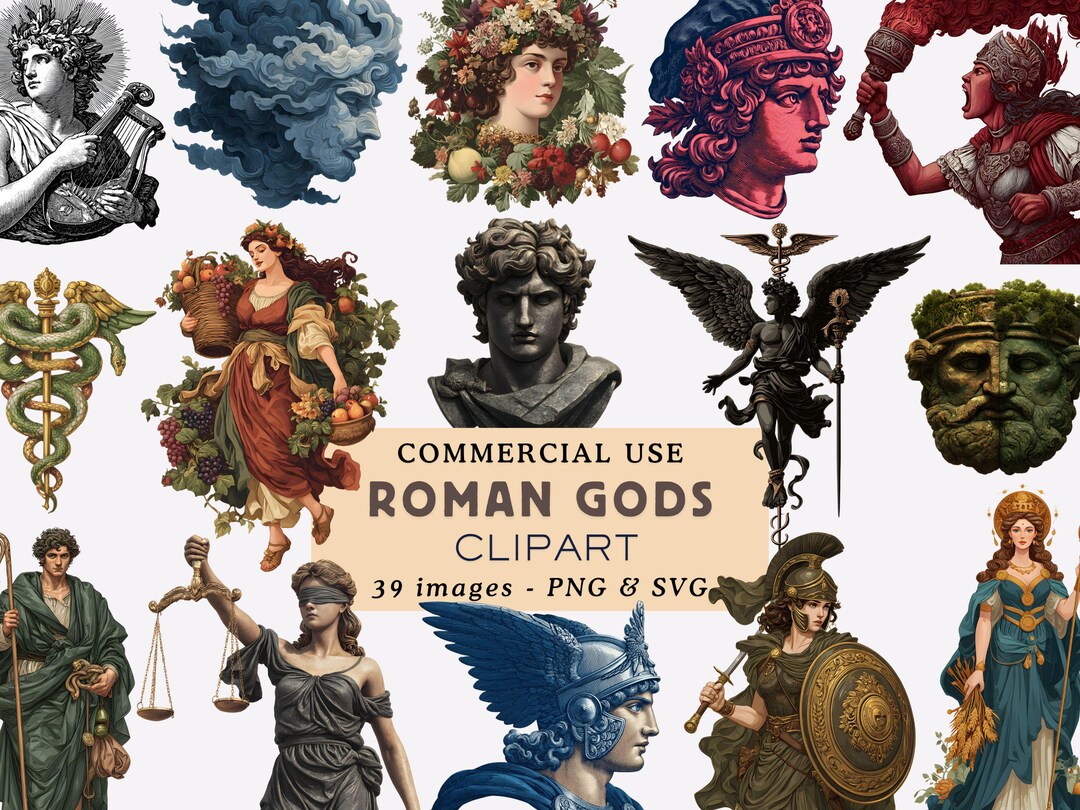 Roman Gods & Goddesses Clipart Bundle Ancient Rome Illustrations ...