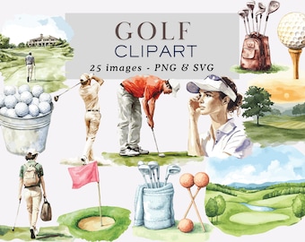Akwarela Golf Clipart Golf PNG Golf Clip Art Pole golfowe Clipart Sport Clip Art Sport PNG Golf Club Akwarela Golf Ball Użytek komercyjny