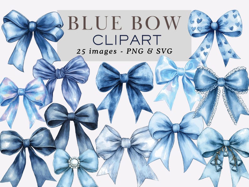 Blue Bow Clipart Blue Ribbon Clipart Coquette Bow Clipart Coquette ...