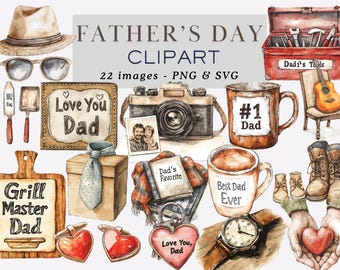 Clipart del Día del Padre en Acuarela Gráficos del Día del Padre Ilustraciones de Papá Papá Png Clipart de Papá Día del Padre Svg Clipart de Papá Uso Comercial de Papá