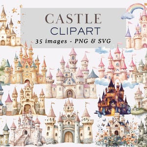 Castle Clipart Castle Graphics Castle Illustrations Castlecore Clipart Fairytale Castle Clipart Watercolor Castle Clipart Commercial Use