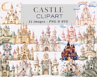 Burg Clipart Burg Grafiken Burg Illustrationen Burgkern Clipart Märchenschloss Clipart Aquarell Burg Clipart Kommerzielle Nutzung