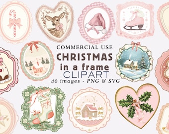 Coquette Christmas Frame Clipart Christmas Frame PNG Christmas Border Clipart Coquette Christmas Clipart Pink Christmas PNG Commercial Use