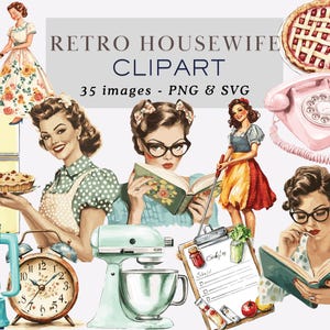 Retro Housewife Clipart PNG Retro Women Clipart Retro Clipart Png Retro Housewife PNG Vintage Women Clipart Retro Vintage Png Commercial Use