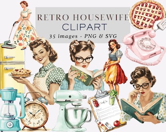 Retro Housewife Clipart PNG Retro Women Clipart Retro Clipart Png Retro Housewife PNG Vintage Women Clipart Retro Vintage Png Commercial Use