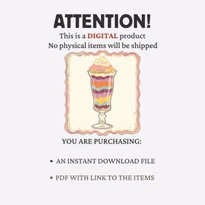Pu&ograve; includere: Immagine di un prodotto digitale con il testo "ATTENZIONE! Questo &egrave; un prodotto DIGITALE. Nessun articolo fisico verr&agrave; spedito." L'immagine presenta un colorato parfait in un bicchiere alto, con strati di diversi colori e panna montata.