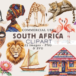 Watercolor South Africa Clipart PNG African Clipart Safari Animals Clipart South Africa PNG Cape Town Clipart Travel Clipart Commercial Use
