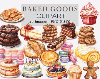 Baked Goods Clipart Baked Goods Graphics Baking Clipart Baking Graphics Bakery Clipart Bakery Graphics Watercolor Baking Clipart Sticker