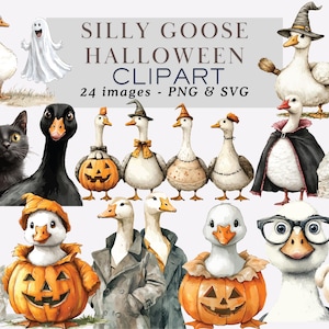 Silly Goose Halloween Clipart PNG Gothic Goose Clipart PNG Cute Goose Sublimation Design Witch Goose Clipart Spooky Goose PNG Commercial Use