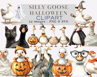 Ganso tonto de Halloween PNG Clipart de ganso gótico PNG Diseño de sublimación de ganso lindo Clipart de ganso bruja PNG Ganso espeluznante Uso comercial