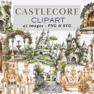 Clipart zamku Grafika zamku Akwarela Kasta Clipart Ilustracje zamku Clipart Castlecore Bajkowy Zamek Clipart Wysoka Jakość PNG