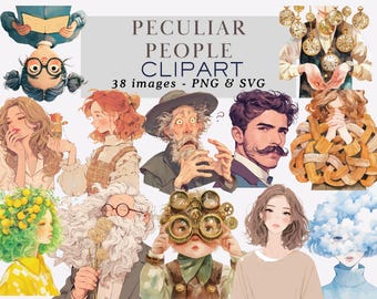 Peculiar People Clipart Peculiar People PNG Whimsical People Clipart Quirky Girl Clipart Quirky People Whimsical Characters Commercial Use