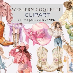 Western Coquette Clipart Coquette Cowgirl Clipart Coquette Western Clipart Western Coquette PNG Country Clipart Cowgirl Hat Commercial Use