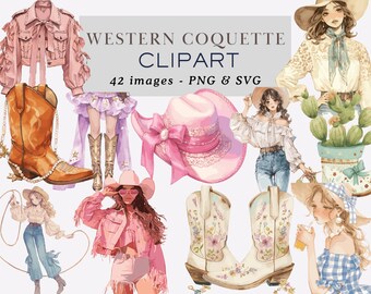 Western Coquette Clipart Coquette Cowgirl Clipart Coquette Western Clipart Western Coquette PNG Country Clipart Cowgirl Hat Commercial Use