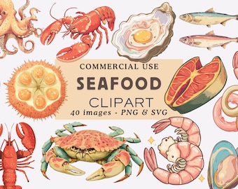 Paquete de imágenes prediseñadas de mariscos: vida marina en el océano PNG, SVG costero