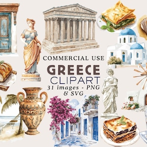 Grèce Clipart Santorin Clipart village grec Clipart grec Clipart paysage méditerranéen Png voyage Clipart Grèce PNG SVG usage commercial