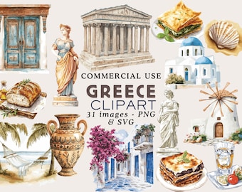 Greece Clipart Santorini Clipart Greek Village ClipArt Greek Clipart Mediterranean Scenery Png Travel Clipart Greece PNG SVG Commercial Use