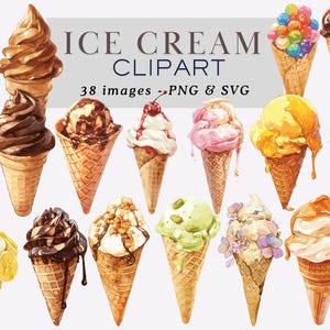 Eis Clipart Aquarell Eis PNG Sommer Clipart Dessert Clipart Dessert Grafiken Eis PNG Eistüte Kommerzielle Clipart