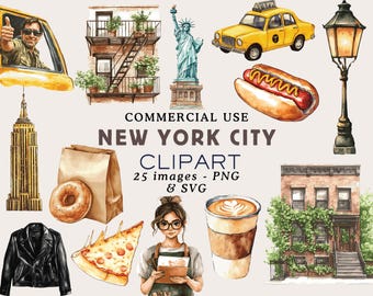 New York ClipArt NYC Aesthetic Travel Clipart New York Sticker New York Graphics Travel Stickers New York Aesthetic Clipart Commercial Use