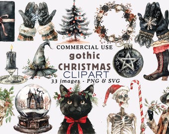 Gothic Christmas Clipart Halloween Christmas Clipart Gothic Christmas PNG Christmas Clipart Christmas PNG Dark Christmas Clipart Spooky PNG