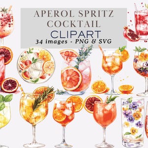 Clipart di cocktail Aperol Spritz, Clipart di cocktail analcolici, Clipart di cocktail grafici, Clipart di cocktail speciali, Clipart di alcolici, Clipart di bevande, Clipart per uso commerciale
