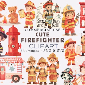 Cute Firefighter Clipart PNG Fire Department PNG Firemen Clipart Fireman Clipart Fireman PNG Fire Truck Fireman Nursery Illustrations Png