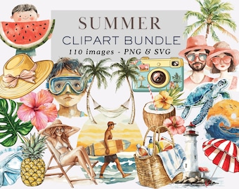Summer Clipart Bundle Summer Graphics Summer Illustrations Beach Clipart Summer Svg Summer Png Beach Pool Party Summer Food Summer Graphics