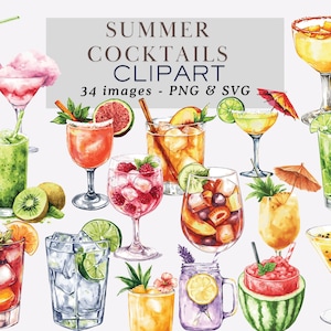 Summer Cocktail Clipart Drinks Clipart Cocktail Graphics Tropical cocktails clipart summer clipart summer drinks tropical clipart commercial