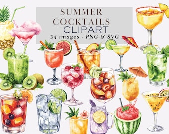 Summer Cocktail Clipart Drinks Clipart Cocktail Graphics Tropical cocktails clipart summer clipart summer drinks tropical clipart commercial