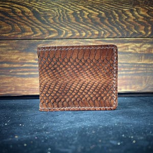 Cartera clásica plegable - Piel auténtica de cobra - Hecha a mano - Cartera de cuero para hombre - Cartera exótica de lujo - Monedero - Regalo para él