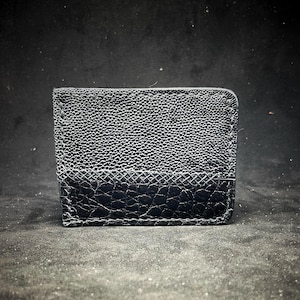 Portafoglio da uomo sottile con fermasoldi in pelle di coccodrillo Stingray di lusso Black Magik Woman, unico nel suo genere, in pelle esotica intrecciata a mano, regalo EDC.