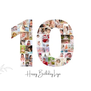 10th Birthday Photo Collage Template: Customizable Canva Design (Digital Download