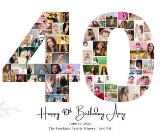40. Geburtstag Foto Collage Vorlage: Nummer 40 Geschenk (Digitaler Download)
