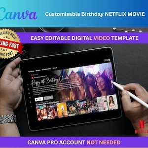 Video de cumpleaños de Netflix: video personalizado editable, regalo de cumpleaños digital único para tu ser querido / Plantilla fácil de arrastrar y soltar