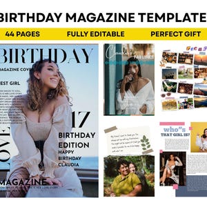 Birthday Magazine Template Editable Personalized , Unique Digital Birthday Gift for your Loved one | Easy Drag and Drop Template