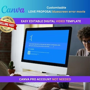 Bluescreen Error Proposal Video – Editable Personalized Video, Unique Digital Proposal Gift for your Loved one | Easy Drag and Drop Template