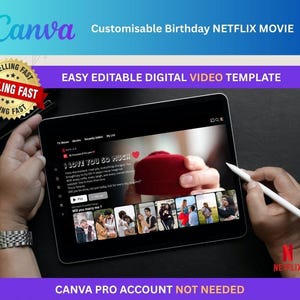 Video de propuesta de Netflix: video personalizado editable, regalo de propuesta digital único para tu ser querido / Plantilla fácil de arrastrar y soltar