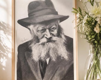 Lubavitcher Rebbe-teckning Original handritad