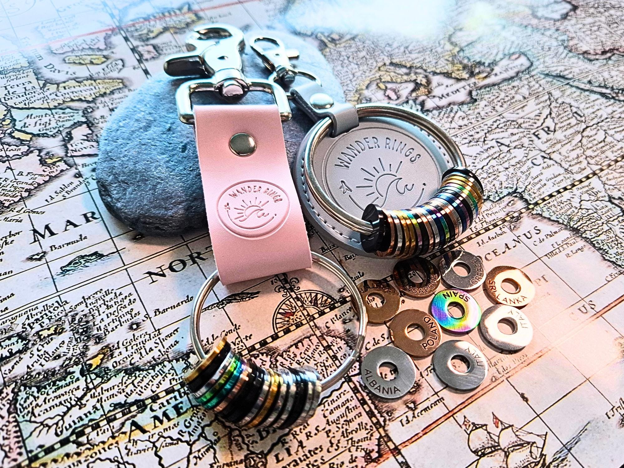 Key Rings With Tokens Custom Engraved Travel Tokens | Personalized Country Rings for ...