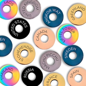 Custom Engraved Travel Tokens | Personalized Country Rings for Keychains & Collectors
