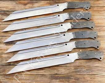 Lot om 6 | Handgjord rostfri jaktkniv i bushcraft | Gör-det-själv | Campingblad för knivtillverkning | Present till honom / män