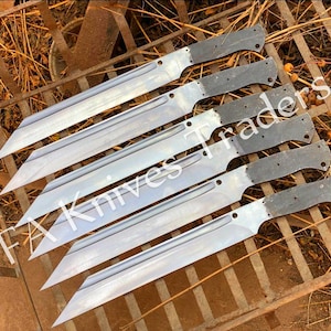 Set von 6 Handgefertigten Sax Jagdmessern aus Kohlenstoffstahl | Basteln | Camping Schaffuß Fußrohling für die Messerherstellung | Geschenk für Ihn / Männer