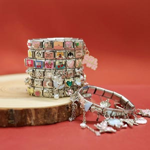 Italian Bracelet, Custom silver Italy Charms, Personalized Italian Bracelet,  Jewelry Gifts for Her, Birthday gift, Christmas gift