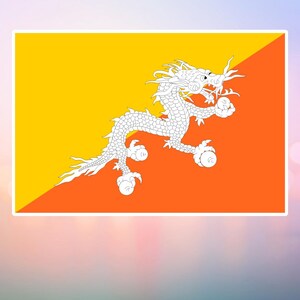 Flag of Bhutan Vinyl Decal 4in