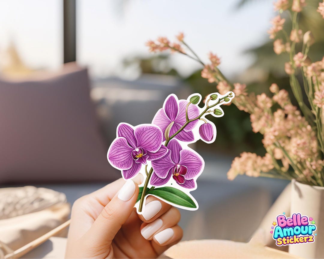 Orchid Sticker Purple Orchid Sticker Vinyl Decal - Etsy