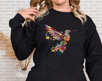 Bloemen kolibrie png, dierenvriend T-shirt, vogel png, trendy png, cadeau voor haar, vogelliefhebber png, lentevogels, bloem png