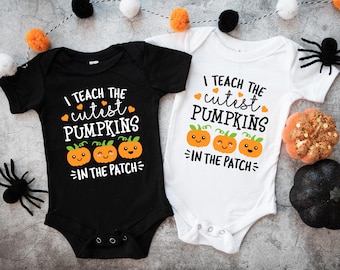 I Teach The Cutest Pumpkins In The Patch SVG, Halloween Teacher Shirt, Fall Autumn Thanksgiving, Retro Pumpkin PNG, Sublimation Cut SVG